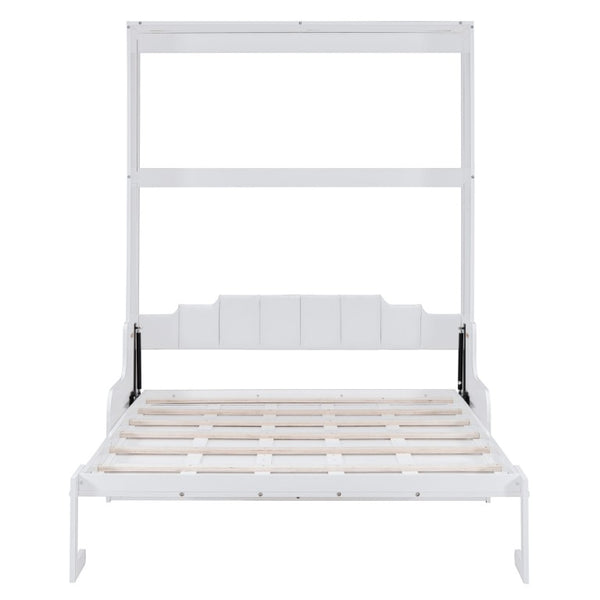 English Elm Queen Eco Solid Platform Bed Minimalist Low Profile Sustainable Frame for Modern Bedroom White Queen MDF+LVL LP000791AAK-4