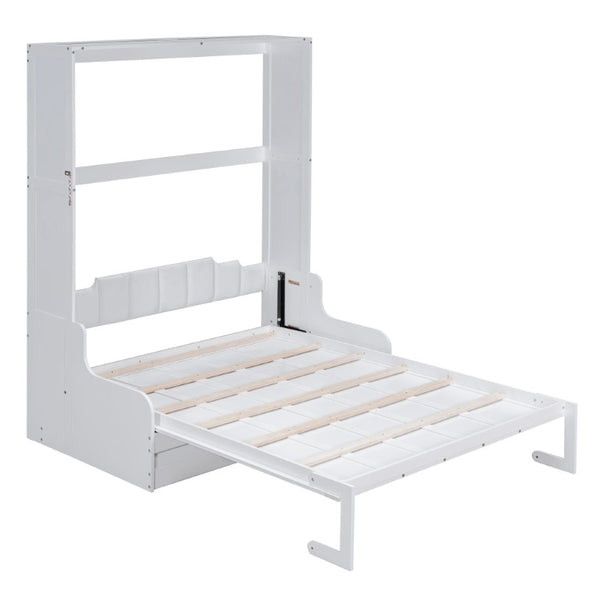 English Elm Queen Eco Solid Platform Bed Minimalist Low Profile Sustainable Frame for Modern Bedroom White Queen MDF+LVL LP000791AAK-4