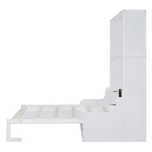 English Elm Queen Eco Solid Platform Bed Minimalist Low Profile Sustainable Frame for Modern Bedroom White Queen MDF+LVL LP000791AAK-4