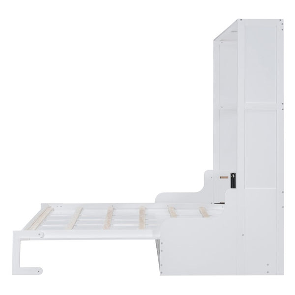 English Elm Queen Eco Solid Platform Bed Minimalist Low Profile Sustainable Frame for Modern Bedroom White Queen MDF+LVL LP000791AAK-4