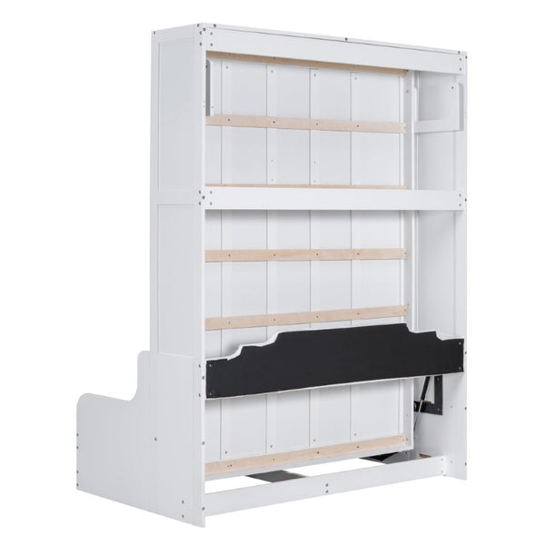 English Elm Queen Eco Solid Platform Bed Minimalist Low Profile Sustainable Frame for Modern Bedroom White Queen MDF+LVL LP000791AAK-4