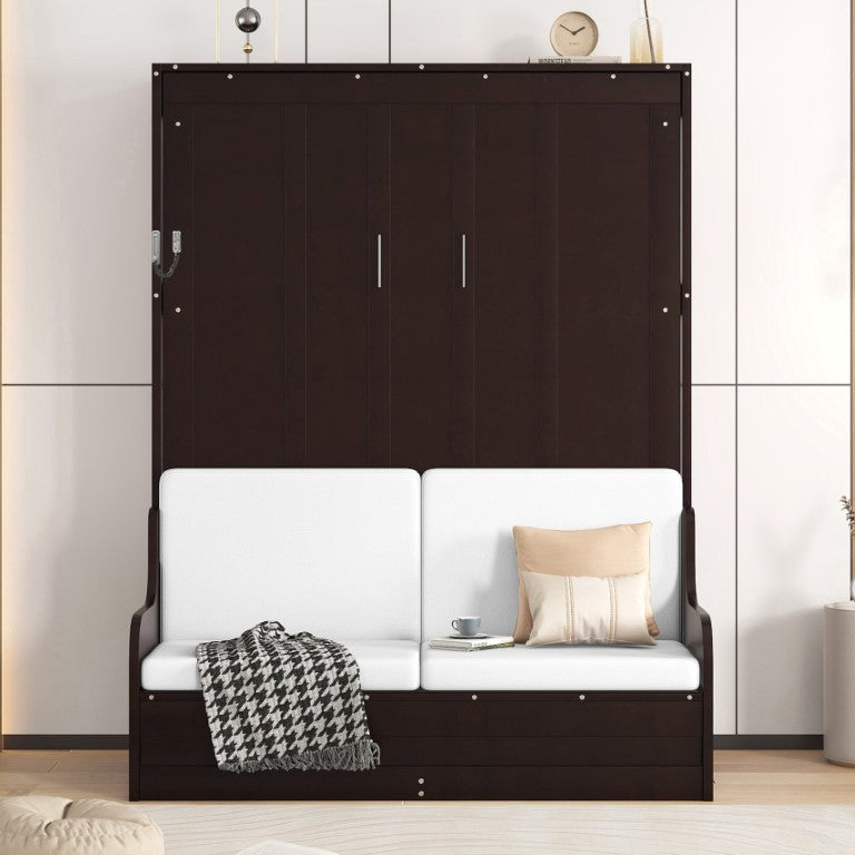 English Elm Queen Murphy Wall Bed with Integrated Chair and Cushion in Espresso Cabinet Finish LP000791AAP-4