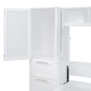English Elm Full Size Murphy Wall Bed with Integrated Wardrobe and Drawers for Space Saving Bedrooms Full LP000792AAK-4