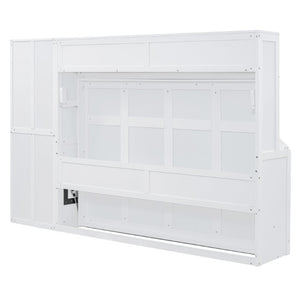English Elm Full Size Murphy Wall Bed with Integrated Wardrobe and Drawers for Space Saving Bedrooms Full LP000792AAK-4