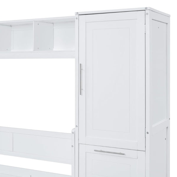 English Elm Full Size Murphy Wall Bed with Integrated Wardrobe and Drawers for Space Saving Bedrooms Full LP000792AAK-4