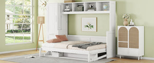 English Elm Full Size Murphy Wall Bed with Integrated Wardrobe and Drawers for Space Saving Bedrooms Full LP000792AAK-4