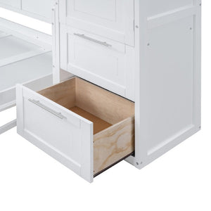 English Elm Queen Murphy Wall Bed with Built-In Wardrobe and Drawers for Space-Saving Rooms White LP000793AAK-4