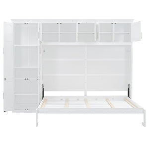 English Elm Queen Murphy Wall Bed with Wardrobe Cabinet and Drawer Storage for Studio Spaces LP000876AAK-1