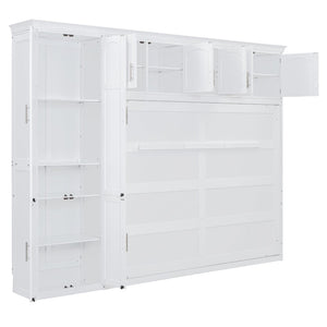 English Elm Queen Murphy Wall Bed with Wardrobe Cabinet and Drawer Storage for Studio Spaces LP000876AAK-1