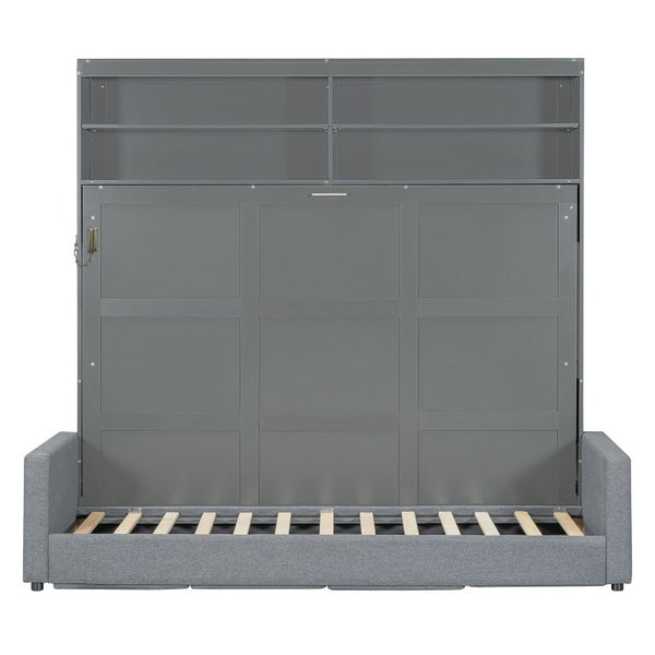 English Elm Queen Eco Solid Platform Bed Minimalist Low Profile Sustainable Frame for Modern Bedroom Gray Queen MDF+LVL LP000892AAE-2