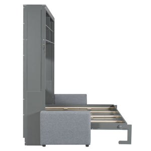 English Elm Queen Eco Solid Platform Bed Minimalist Low Profile Sustainable Frame for Modern Bedroom Gray Queen MDF+LVL LP000892AAE-2