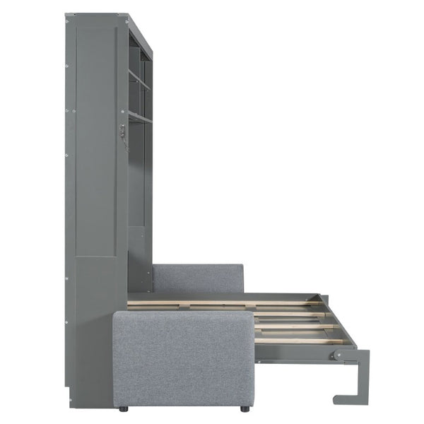 English Elm Queen Eco Solid Platform Bed Minimalist Low Profile Sustainable Frame for Modern Bedroom Gray Queen MDF+LVL LP000892AAE-2
