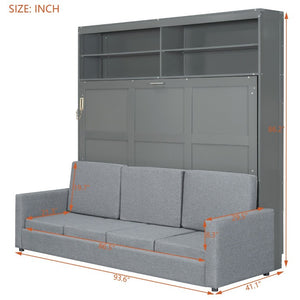 English Elm Queen Eco Solid Platform Bed Minimalist Low Profile Sustainable Frame for Modern Bedroom Gray Queen MDF+LVL LP000892AAE-2