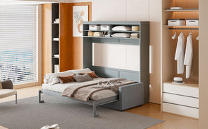 English Elm Queen Eco Solid Platform Bed Minimalist Low Profile Sustainable Frame for Modern Bedroom Gray Queen MDF+LVL LP000892AAE-2
