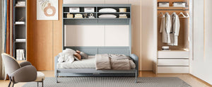 English Elm Queen Eco Solid Platform Bed Minimalist Low Profile Sustainable Frame for Modern Bedroom Gray Queen MDF+LVL LP000892AAE-2
