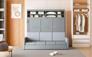 English Elm Queen Eco Solid Platform Bed Minimalist Low Profile Sustainable Frame for Modern Bedroom Gray Queen MDF+LVL LP000892AAE-2