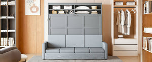 English Elm Queen Eco Solid Platform Bed Minimalist Low Profile Sustainable Frame for Modern Bedroom Gray Queen MDF+LVL LP000892AAE-2