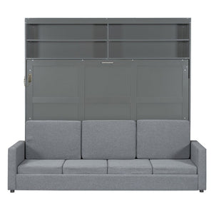 English Elm Queen Eco Solid Platform Bed Minimalist Low Profile Sustainable Frame for Modern Bedroom Gray Queen MDF+LVL LP000892AAE-2