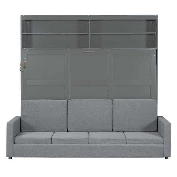 English Elm Queen Eco Solid Platform Bed Minimalist Low Profile Sustainable Frame for Modern Bedroom Gray Queen MDF+LVL LP000892AAE-2
