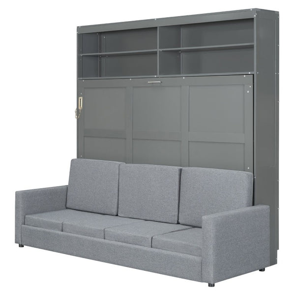 English Elm Queen Eco Solid Platform Bed Minimalist Low Profile Sustainable Frame for Modern Bedroom Gray Queen MDF+LVL LP000892AAE-2