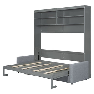 English Elm Queen Eco Solid Platform Bed Minimalist Low Profile Sustainable Frame for Modern Bedroom Gray Queen MDF+LVL LP000892AAE-2