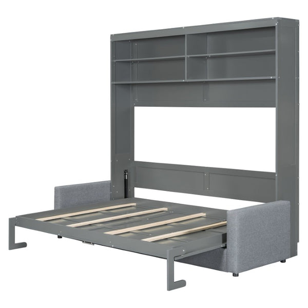 English Elm Queen Eco Solid Platform Bed Minimalist Low Profile Sustainable Frame for Modern Bedroom Gray Queen MDF+LVL LP000892AAE-2