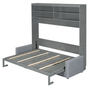 English Elm Queen Eco Solid Platform Bed Minimalist Low Profile Sustainable Frame for Modern Bedroom Gray Queen MDF+LVL LP000892AAE-2