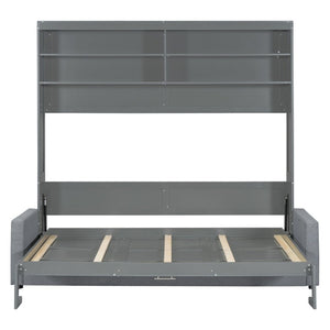 English Elm Queen Eco Solid Platform Bed Minimalist Low Profile Sustainable Frame for Modern Bedroom Gray Queen MDF+LVL LP000892AAE-2