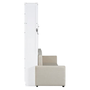 English Elm Queen Murphy Wall Bed with Integrated Linen Sofa Space Saving Studio Solution LP000892AAK-2