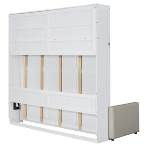 English Elm Queen Murphy Wall Bed with Integrated Linen Sofa Space Saving Studio Solution LP000892AAK-2