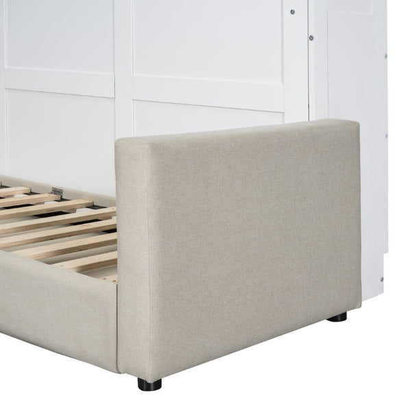 English Elm Queen Murphy Wall Bed with Integrated Linen Sofa Space Saving Studio Solution LP000892AAK-2