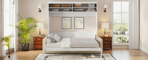 English Elm Queen Murphy Wall Bed with Integrated Linen Sofa Space Saving Studio Solution LP000892AAK-2