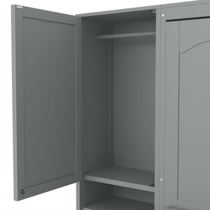 English Elm Full Size Murphy Wall Bed with Wardrobe Drawers and Shelves in Gray MDF Finish LP000908AAE-2