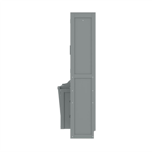 English Elm Full Size Murphy Wall Bed with Wardrobe Drawers and Shelves in Gray MDF Finish LP000908AAE-2