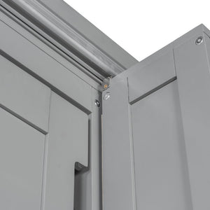 English Elm Full-Size Murphy Bed with Sliding Cabinets and Six-Tier Shelves for Modern Living Gray LP000919AAE-1
