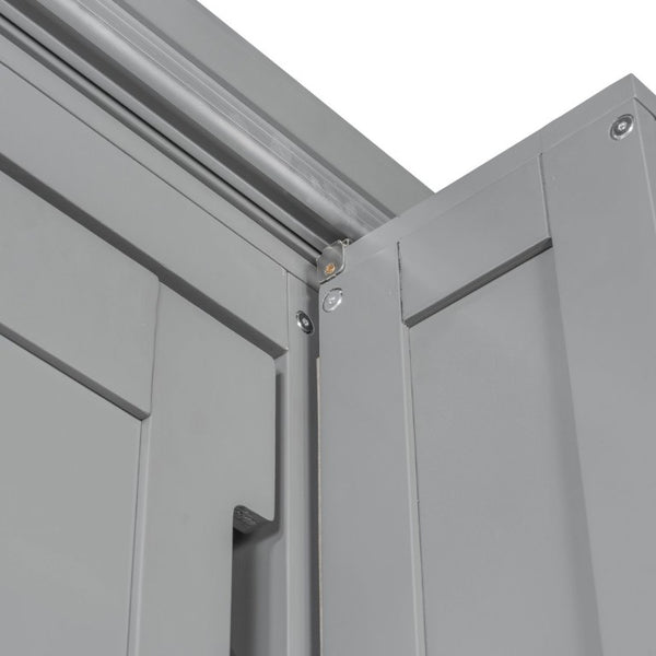 English Elm Full-Size Murphy Bed with Sliding Cabinets and Six-Tier Shelves for Modern Living Gray LP000919AAE-1