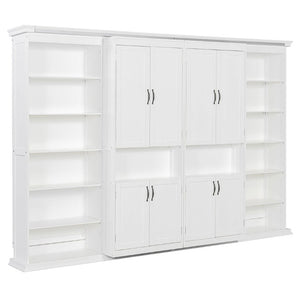 English Elm Full-Size Murphy Bed with Sliding Cabinets and Six-Tier Shelves for Modern Living White LP000919AAK-2