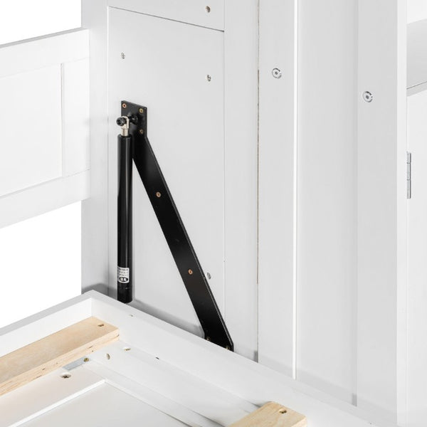 English Elm Full-Size Murphy Bed with Sliding Cabinets and Six-Tier Shelves for Modern Living White LP000919AAK-2