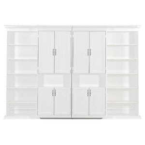English Elm Full-Size Murphy Bed with Sliding Cabinets and Six-Tier Shelves for Modern Living White LP000919AAK-2