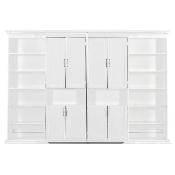 English Elm Full-Size Murphy Bed with Sliding Cabinets and Six-Tier Shelves for Modern Living White LP000919AAK-2
