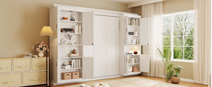 English Elm Full-Size Murphy Bed with Sliding Cabinets and Six-Tier Shelves for Modern Living White LP000919AAK-2