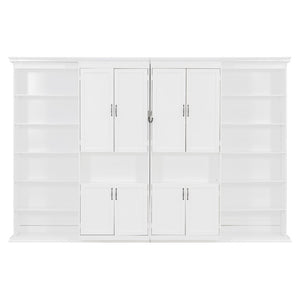 English Elm Full Size Murphy Wall Bed with Integrated Wardrobe and Drawers for Space Saving Bedrooms Queen LP000929AAK