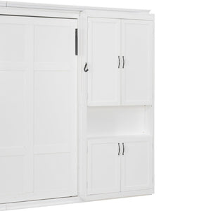 English Elm Full Size Murphy Wall Bed with Integrated Wardrobe and Drawers for Space Saving Bedrooms Queen LP000929AAK