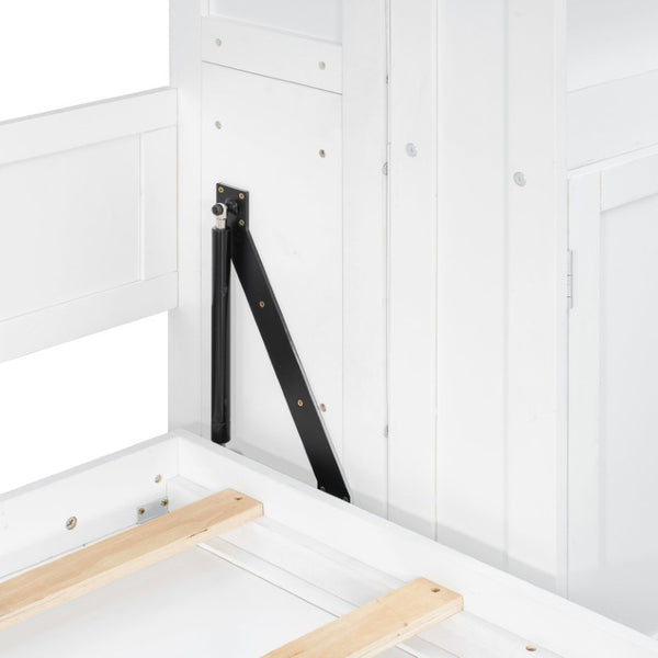 English Elm Full Size Murphy Wall Bed with Integrated Wardrobe and Drawers for Space Saving Bedrooms Queen LP000929AAK