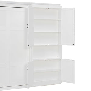 English Elm Full Size Murphy Wall Bed with Integrated Wardrobe and Drawers for Space Saving Bedrooms Queen LP000929AAK