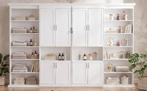 English Elm Full Size Murphy Wall Bed with Integrated Wardrobe and Drawers for Space Saving Bedrooms Queen LP000929AAK