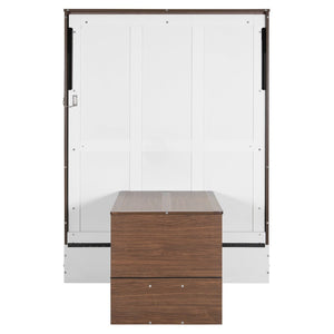 English Elm Full Size Wall Bed with Integrated Desk Walnut Finish for Small Apartments White LP000995AAK-1