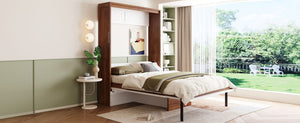 English Elm Full Size Wall Bed with Integrated Desk Walnut Finish for Small Apartments White LP000995AAK-1