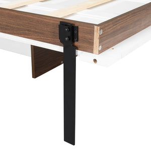 English Elm Full Size Wall Bed with Integrated Desk Walnut Finish for Small Apartments White LP000995AAK-1