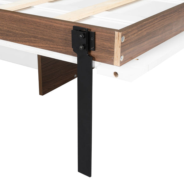 English Elm Full Size Wall Bed with Integrated Desk Walnut Finish for Small Apartments White LP000995AAK-1